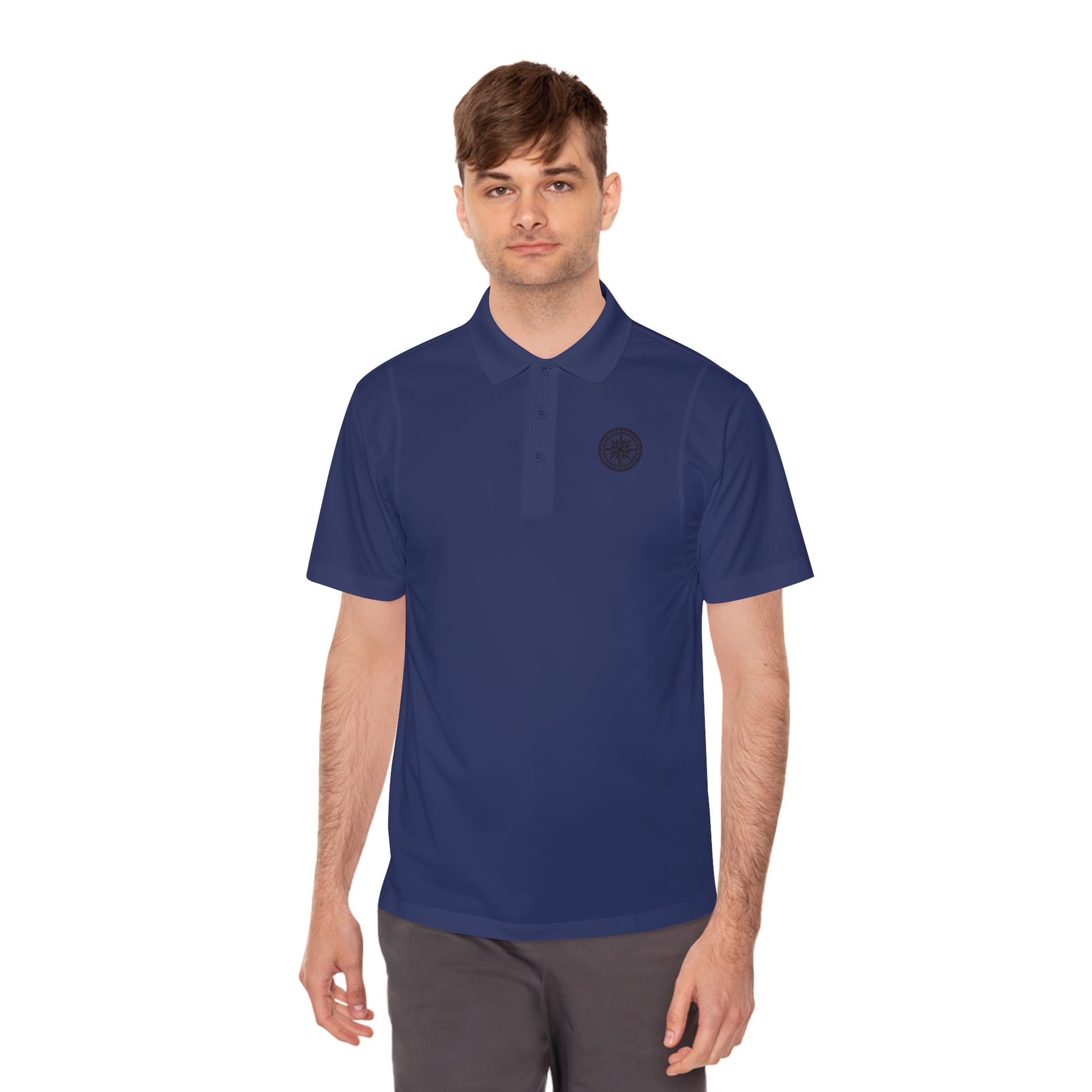 Stylish Men's Sport Polo Shirt with Compass Design, Athletic Wear, Casual Outing, Golf, Outdoor Activities, Gift for Him