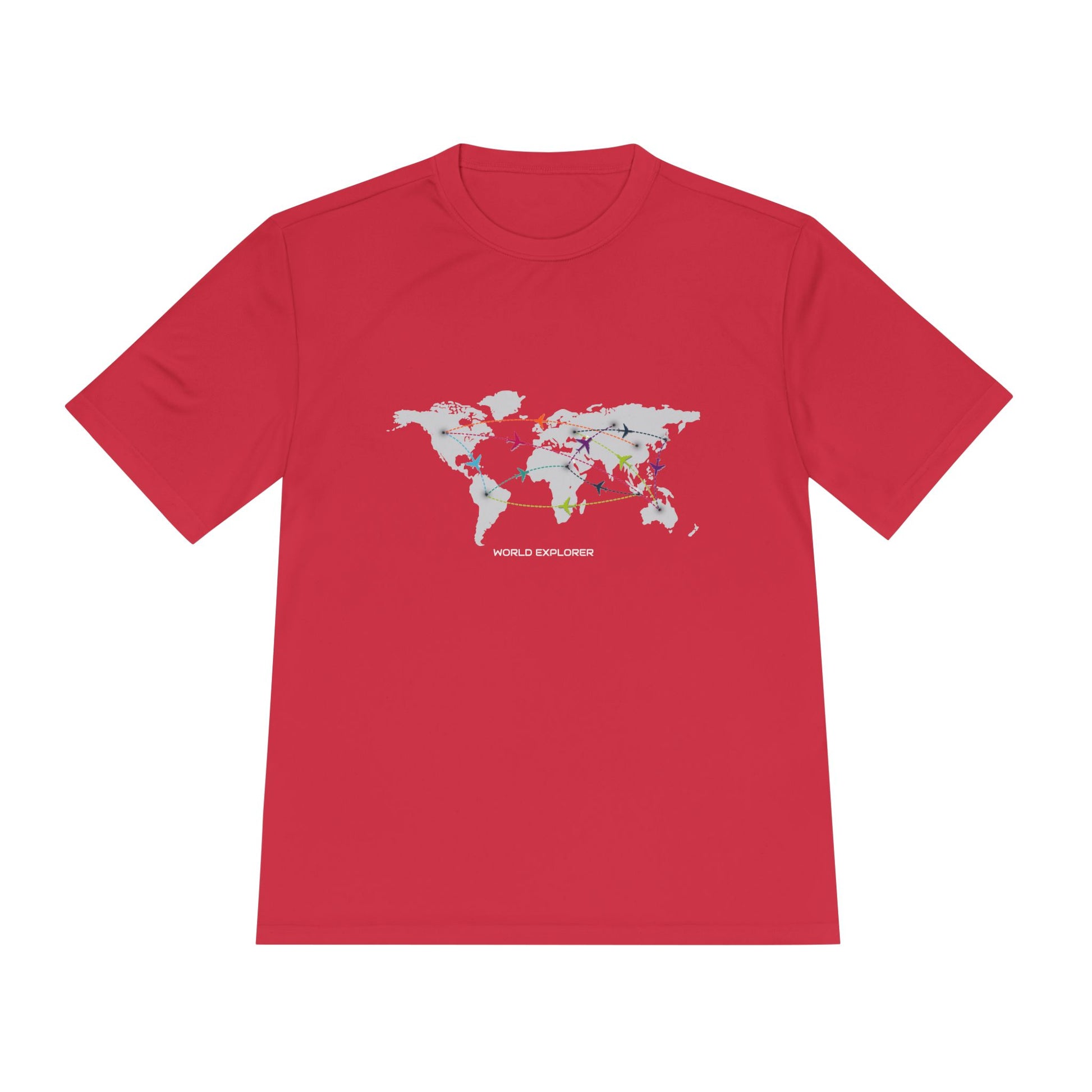 Global Connectivity Unisex Moisture Wicking Tee, Travel Shirt, Adventure T-Shirt, Fitness Top, Map Design Apparel