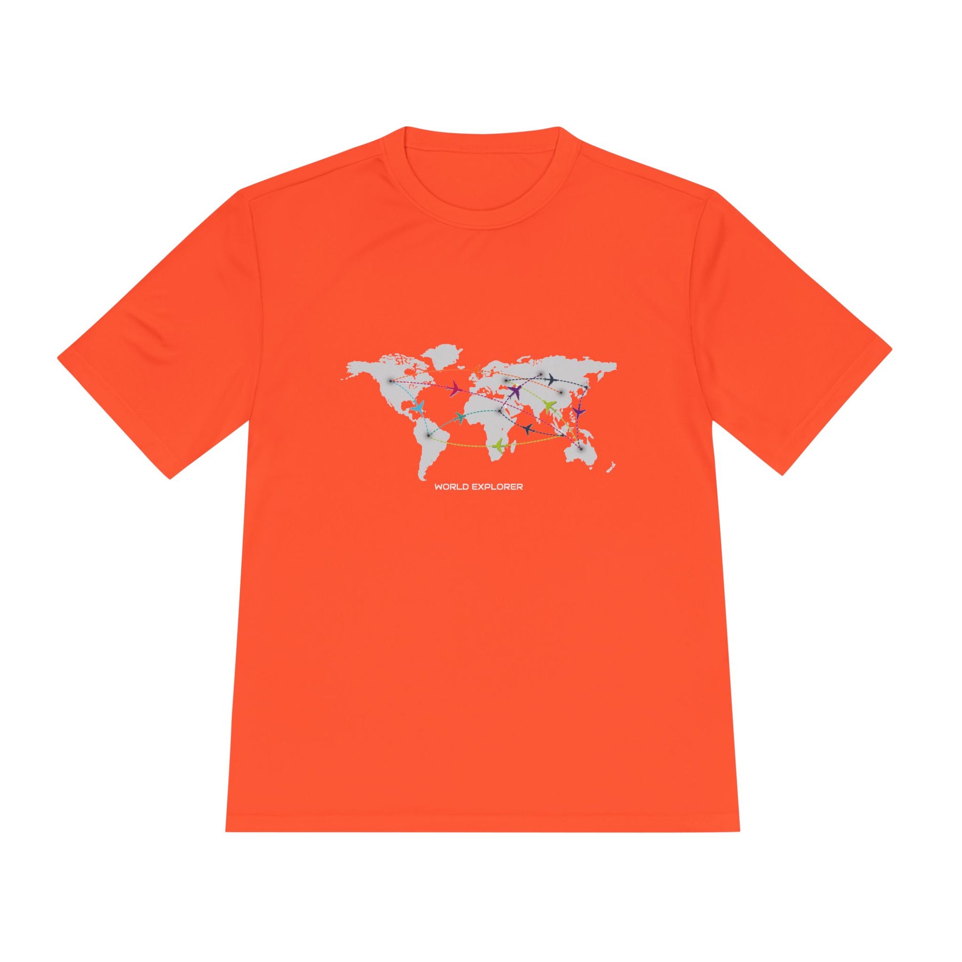 Global Connectivity Unisex Moisture Wicking Tee, Travel Shirt, Adventure T-Shirt, Fitness Top, Map Design Apparel