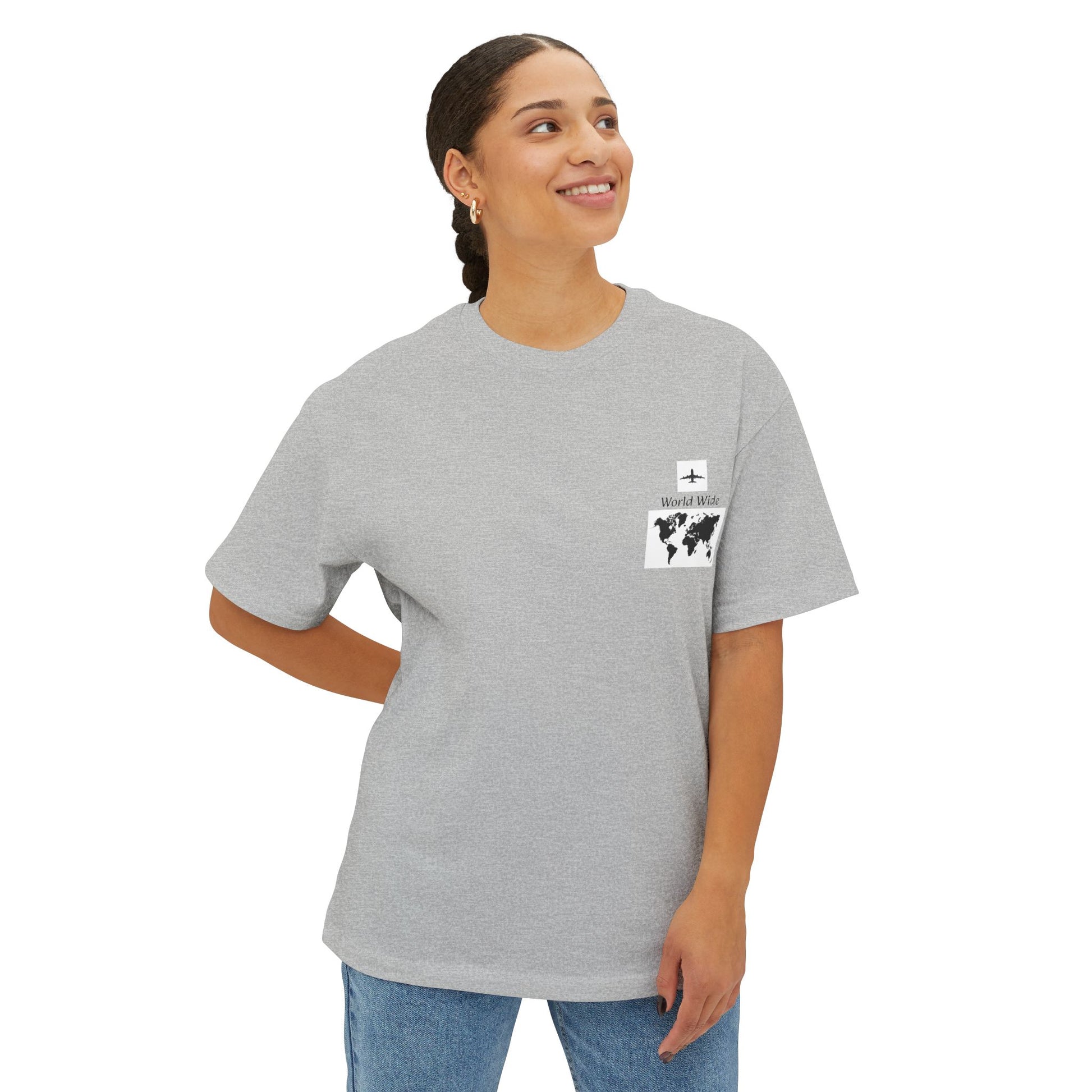 Unisex Oversized Travel Tee, Casual Wear, World Map Graphic Shirt, Gift for Travelers, Comfortable Everyday Tee