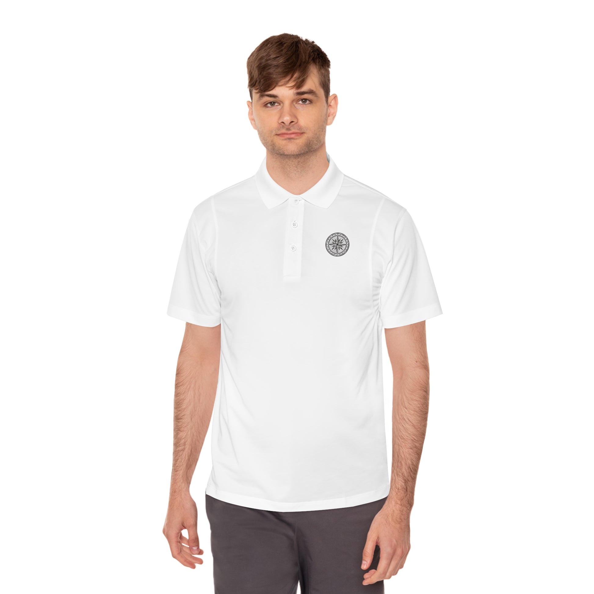 Stylish Men's Sport Polo Shirt with Compass Design, Athletic Wear, Casual Outing, Golf, Outdoor Activities, Gift for Him