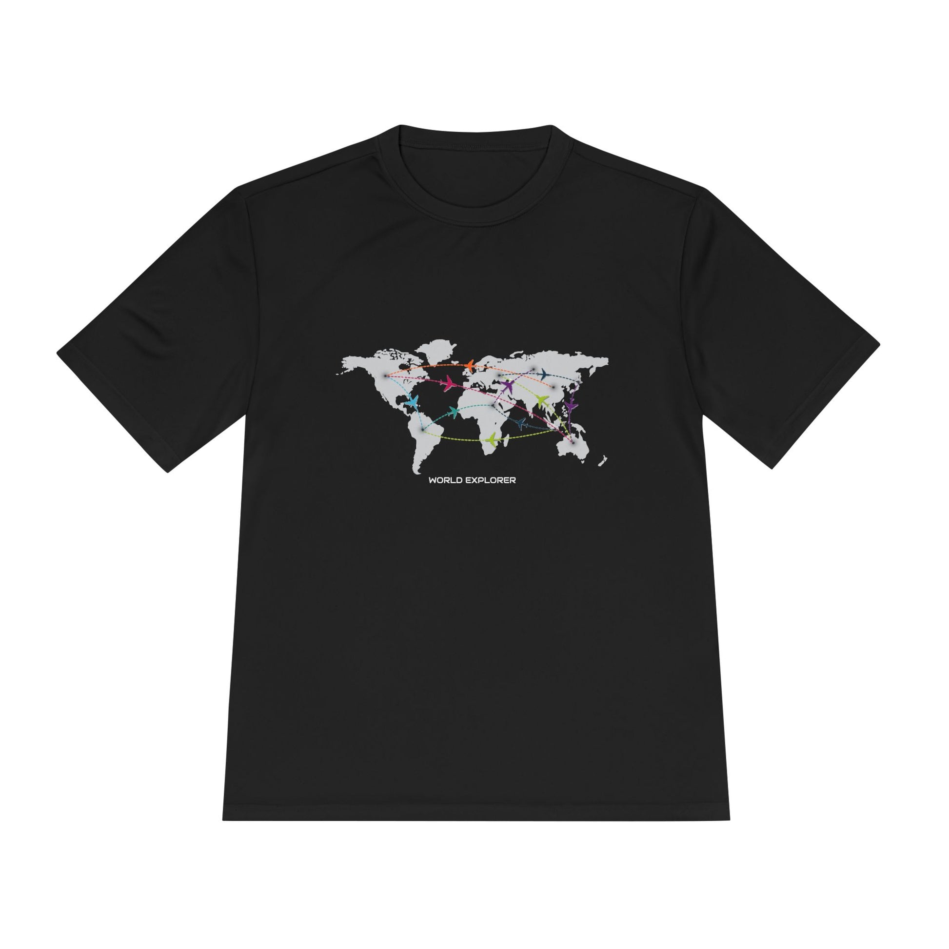 Global Connectivity Unisex Moisture Wicking Tee, Travel Shirt, Adventure T-Shirt, Fitness Top, Map Design Apparel