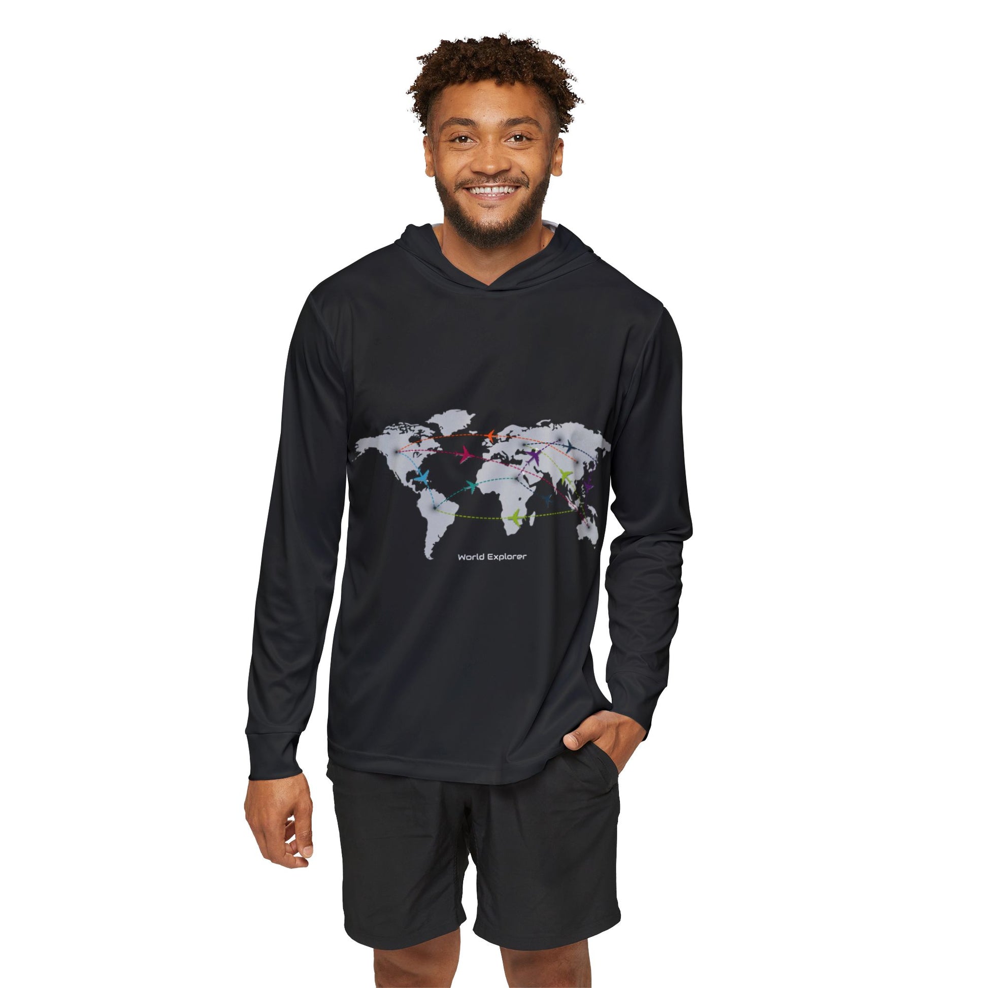 World Traveler Sports Warmup Hoodie, Travel Gear, Activewear, Gift for Adventurers, Unique Travel Hoodie
