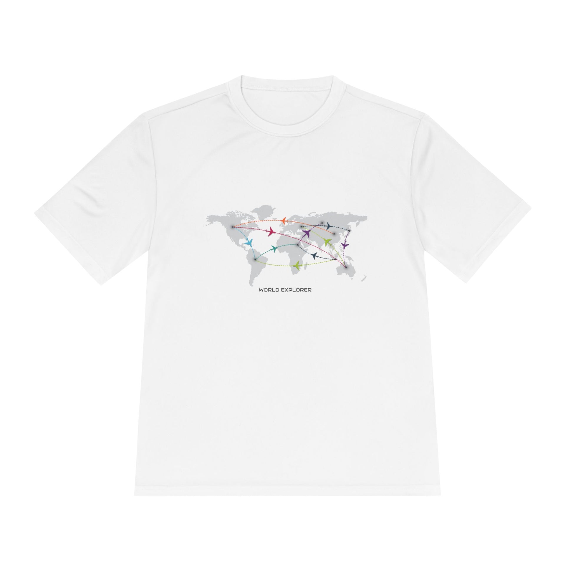 Global Connectivity Unisex Moisture Wicking Tee, Travel Shirt, Adventure T-Shirt, Fitness Top, Map Design Apparel