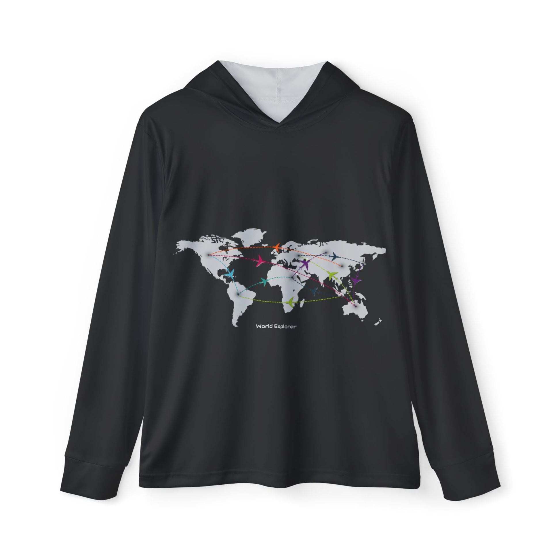 World Traveler Sports Warmup Hoodie, Travel Gear, Activewear, Gift for Adventurers, Unique Travel Hoodie