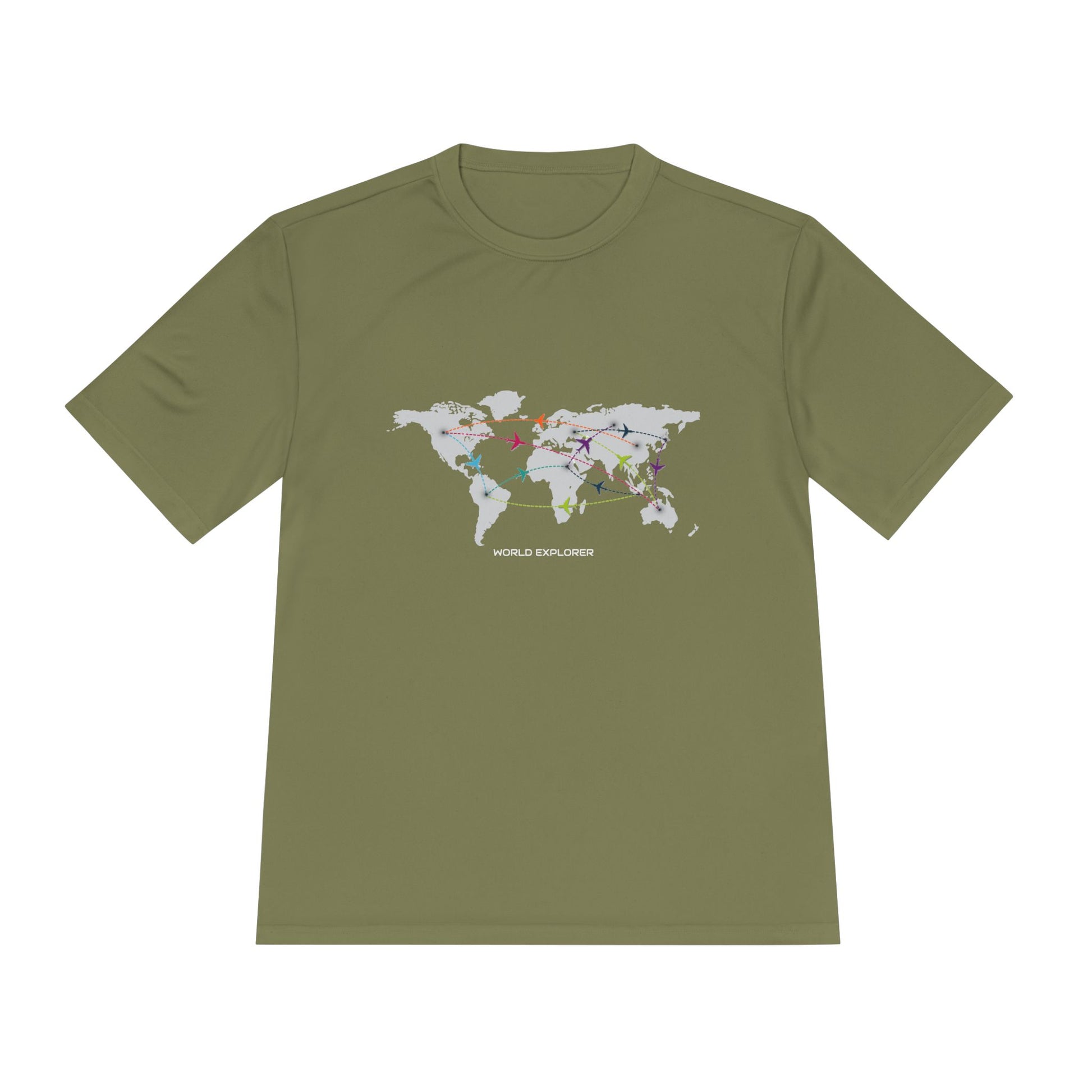 Global Connectivity Unisex Moisture Wicking Tee, Travel Shirt, Adventure T-Shirt, Fitness Top, Map Design Apparel