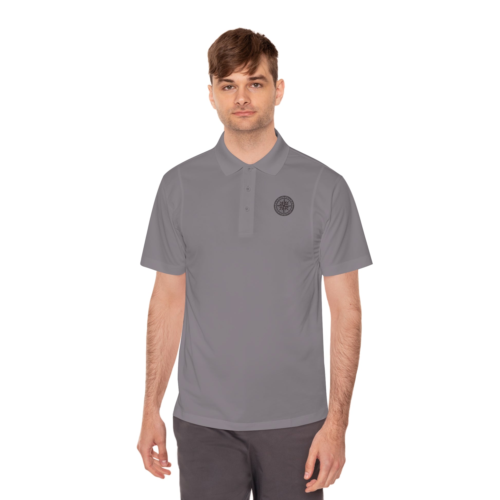 Stylish Men's Sport Polo Shirt with Compass Design, Athletic Wear, Casual Outing, Golf, Outdoor Activities, Gift for Him