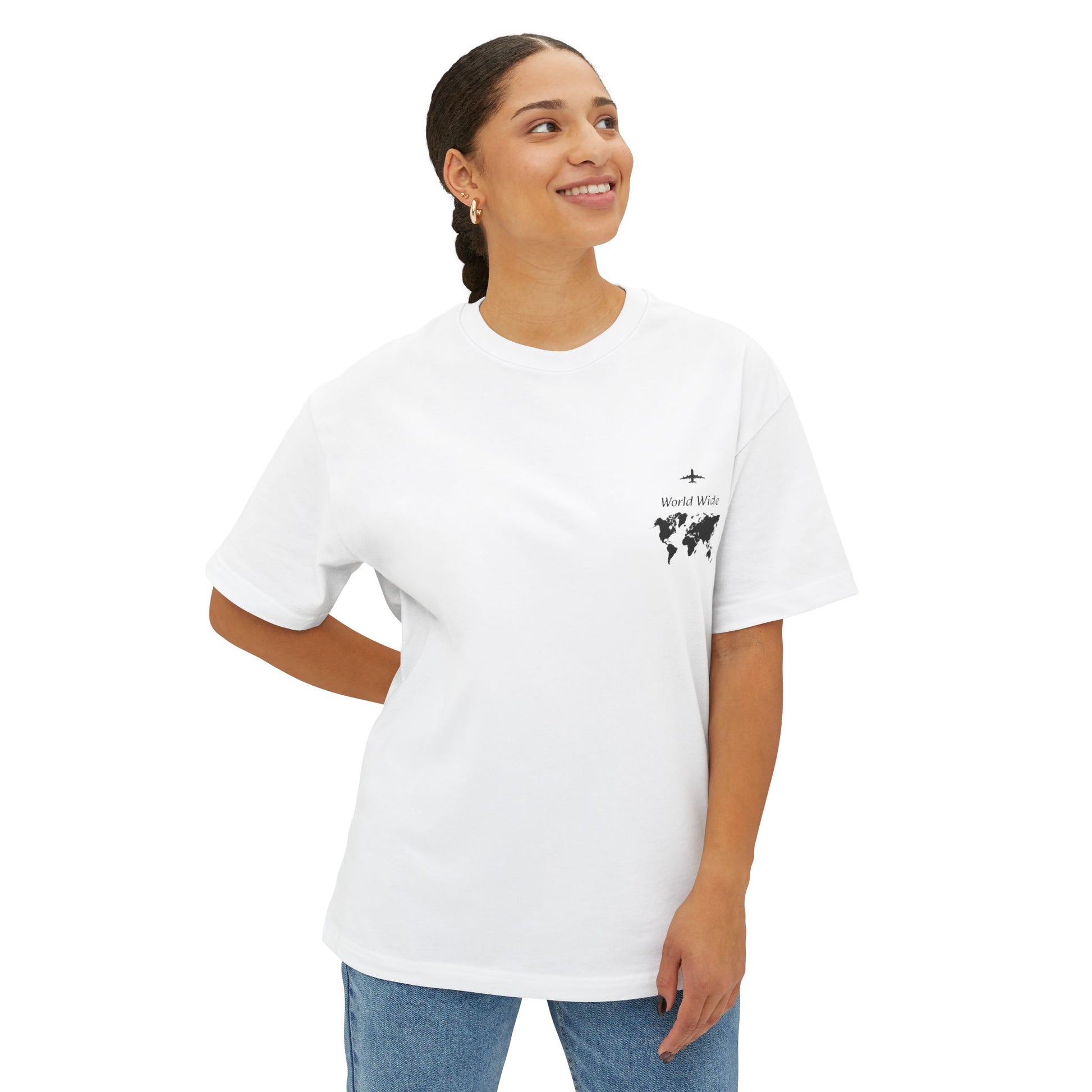 Unisex Oversized Travel Tee, Casual Wear, World Map Graphic Shirt, Gift for Travelers, Comfortable Everyday Tee