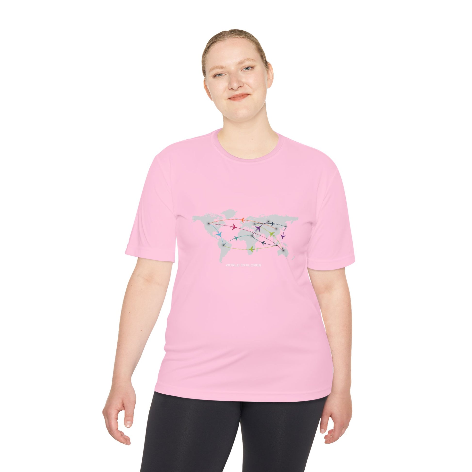 Global Connectivity Unisex Moisture Wicking Tee, Travel Shirt, Adventure T-Shirt, Fitness Top, Map Design Apparel