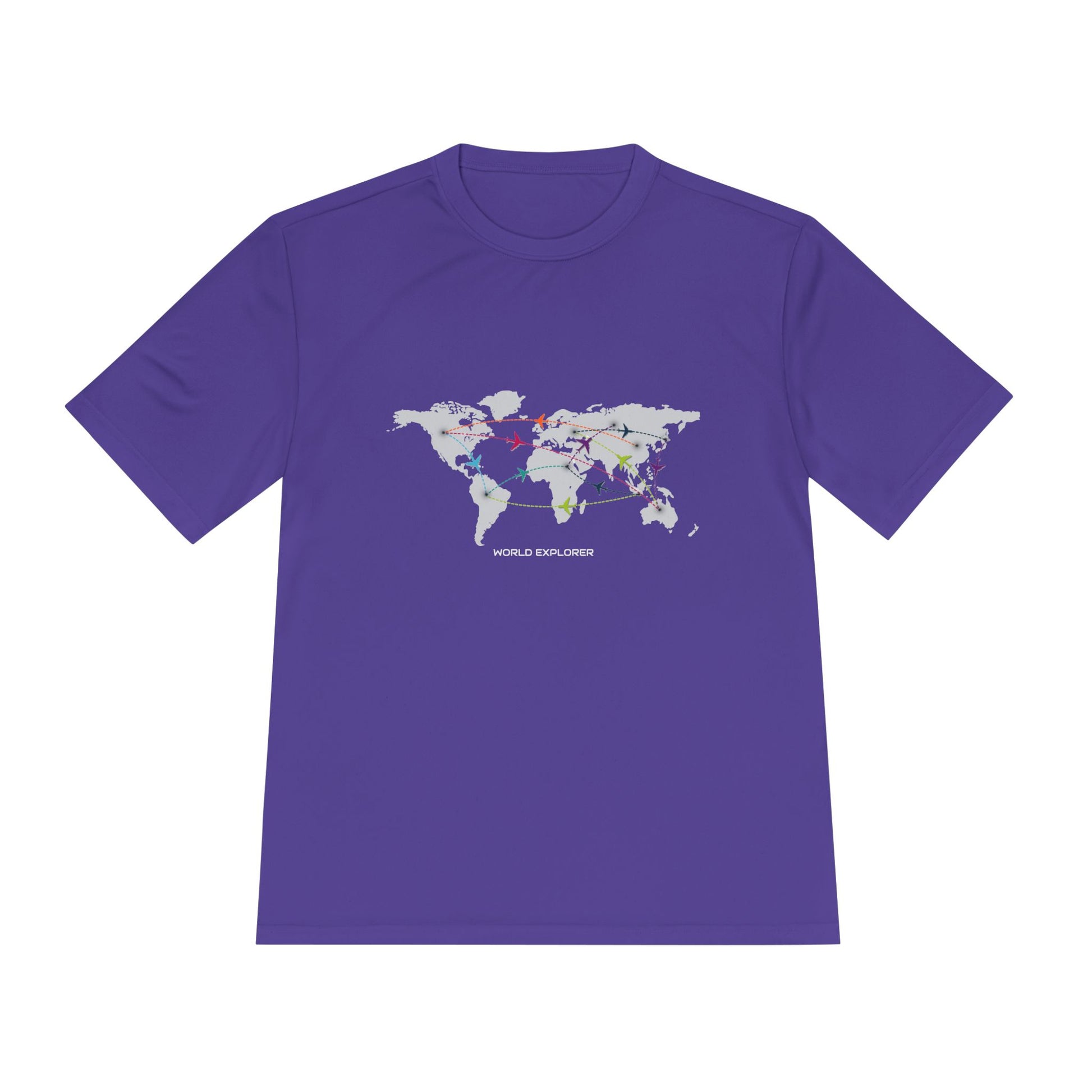 Global Connectivity Unisex Moisture Wicking Tee, Travel Shirt, Adventure T-Shirt, Fitness Top, Map Design Apparel